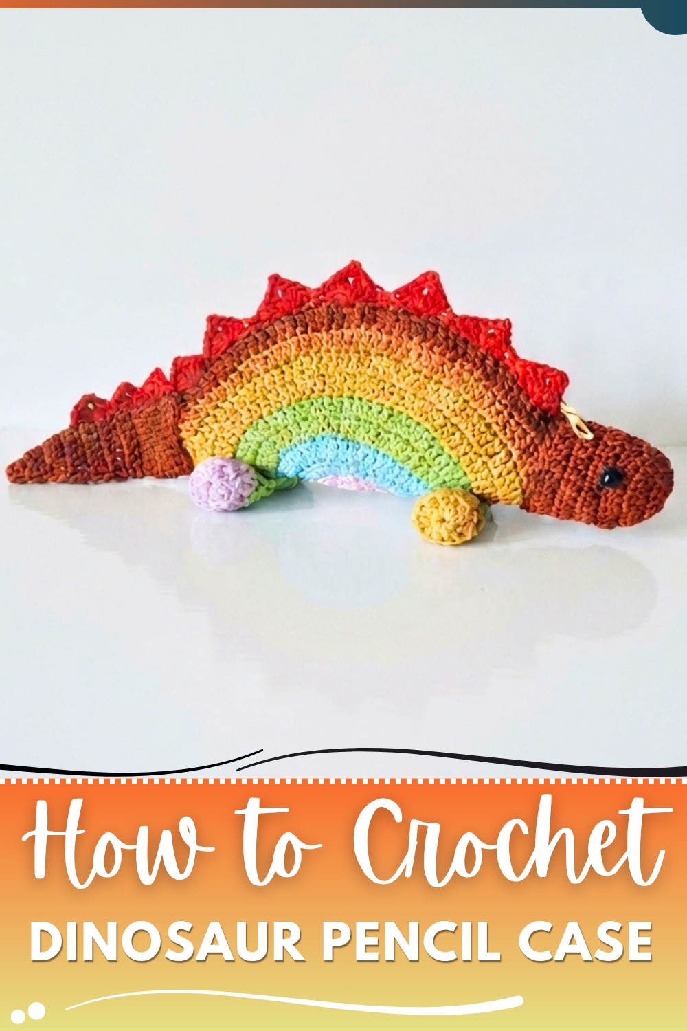 Crochet Dinosaur Pencil Case