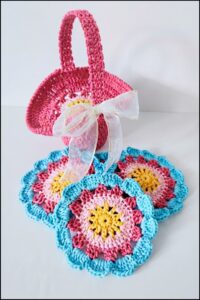 Crochet Flower Coasters Pattern 10