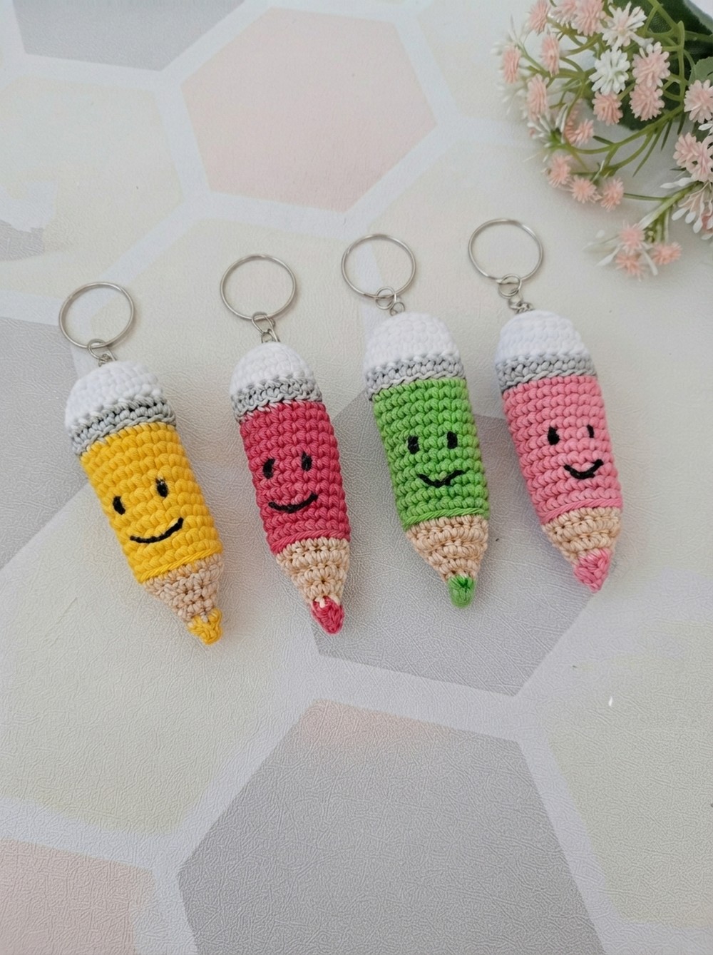 Crochet Pencil Keychain Pattern 1