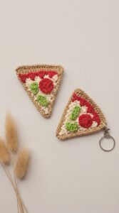 Crochet Pizza Keychain Pattern 1