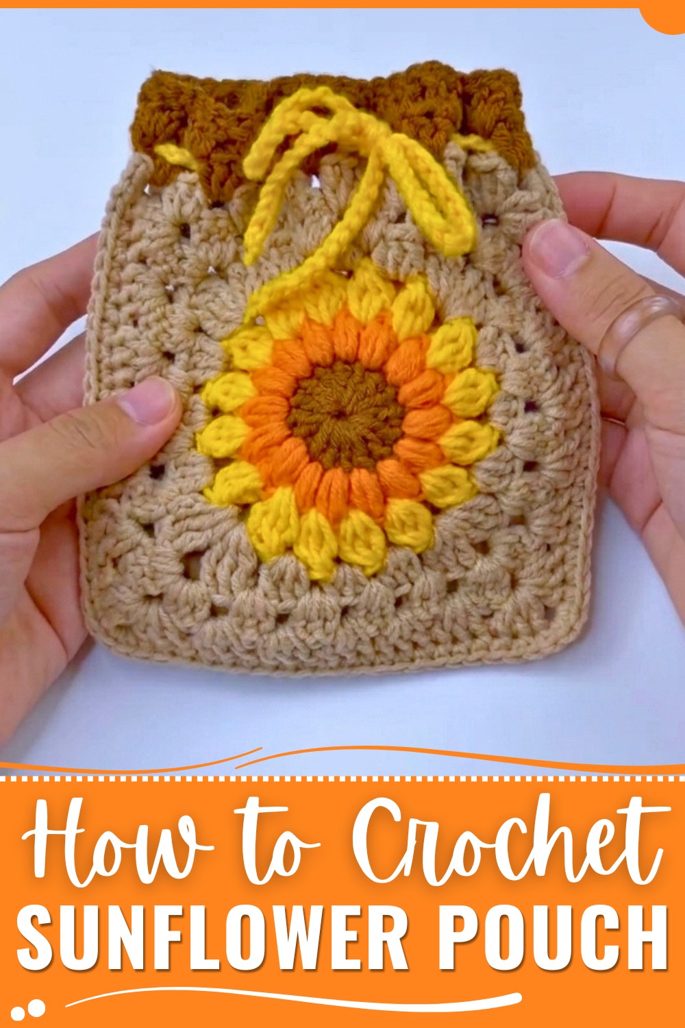 Crochet Sunflower Granny Pouch Pattern