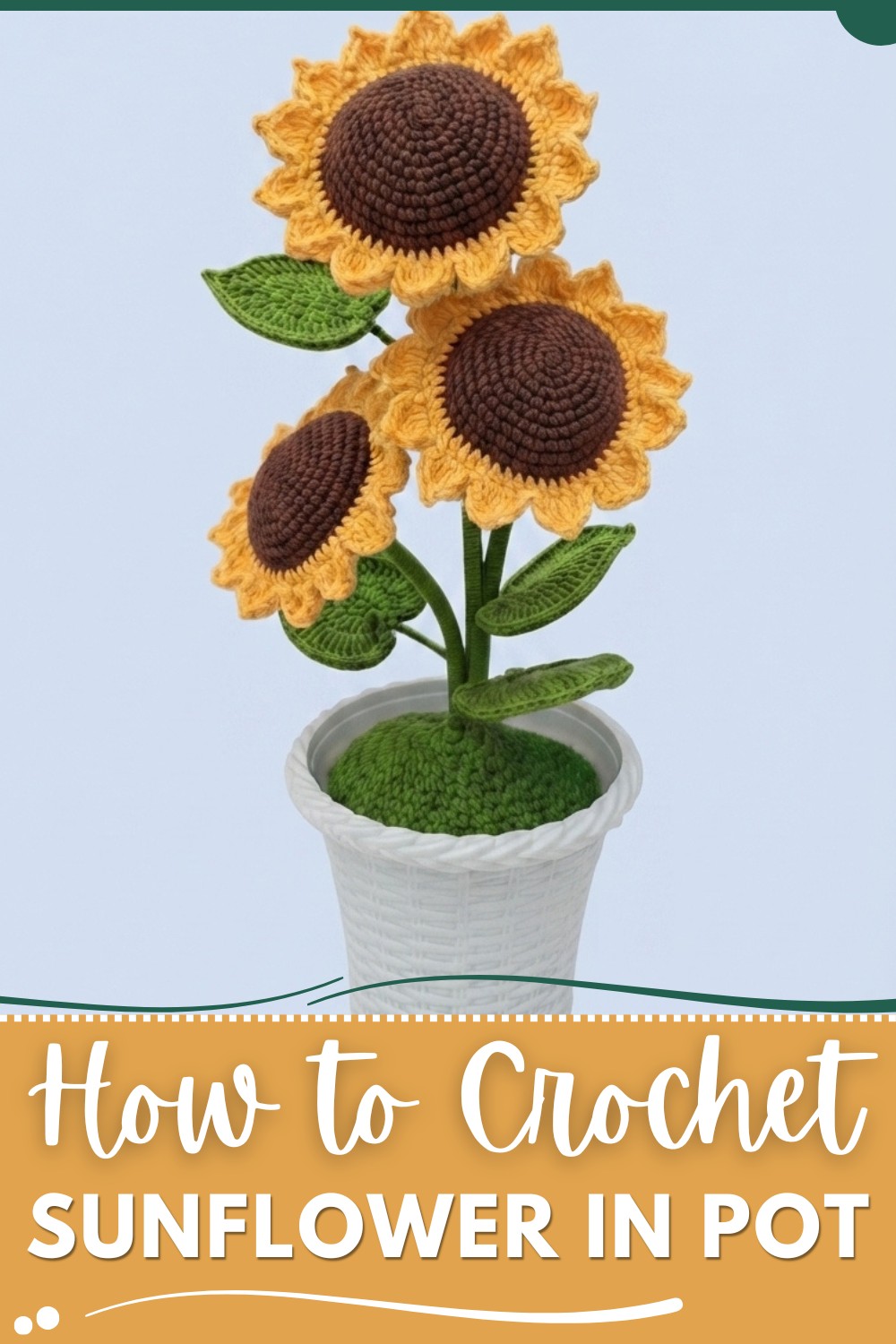 Crochet Sunflower In Pot Step By Step Tutorial