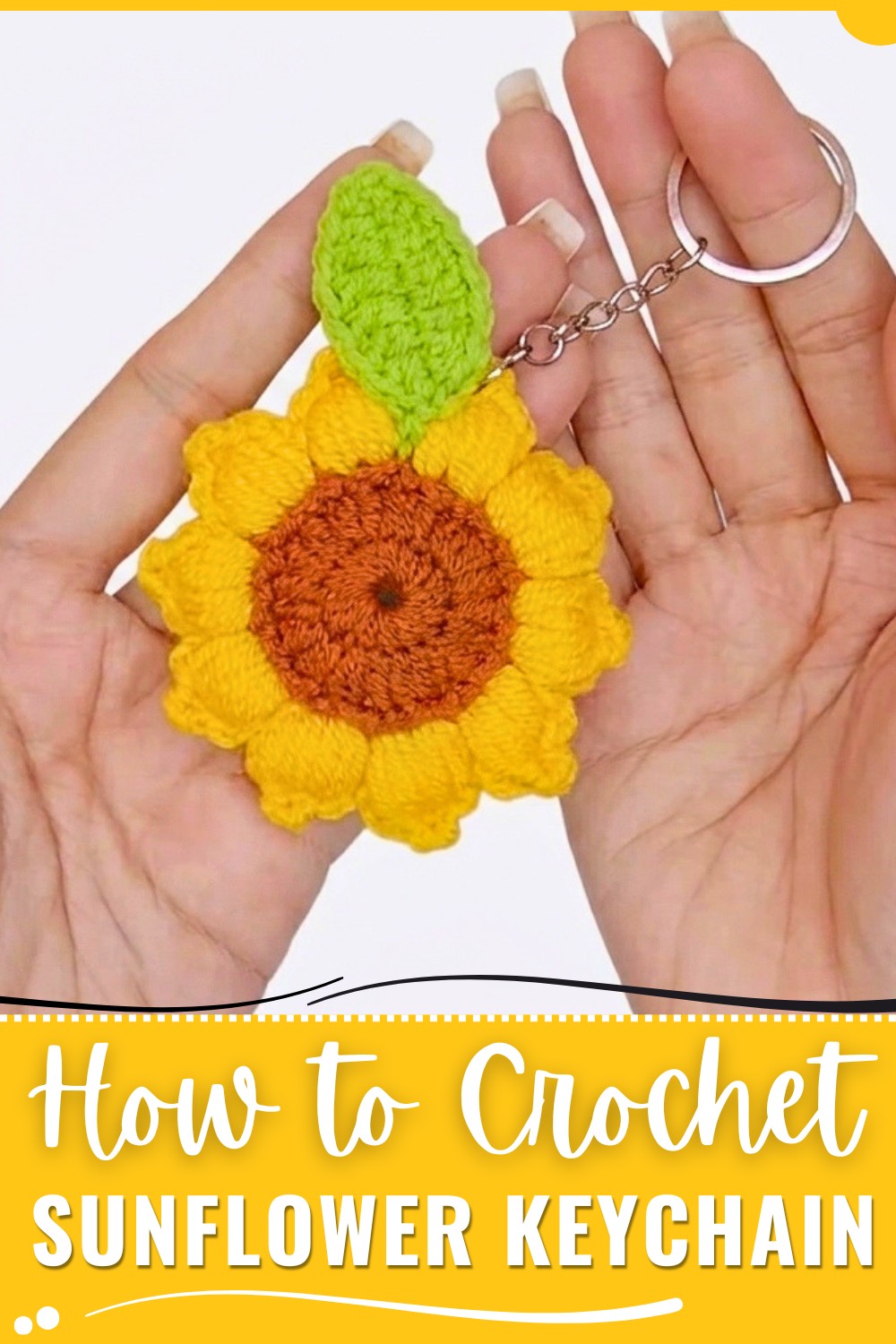 Crochet Sunflower Keychain Pattern