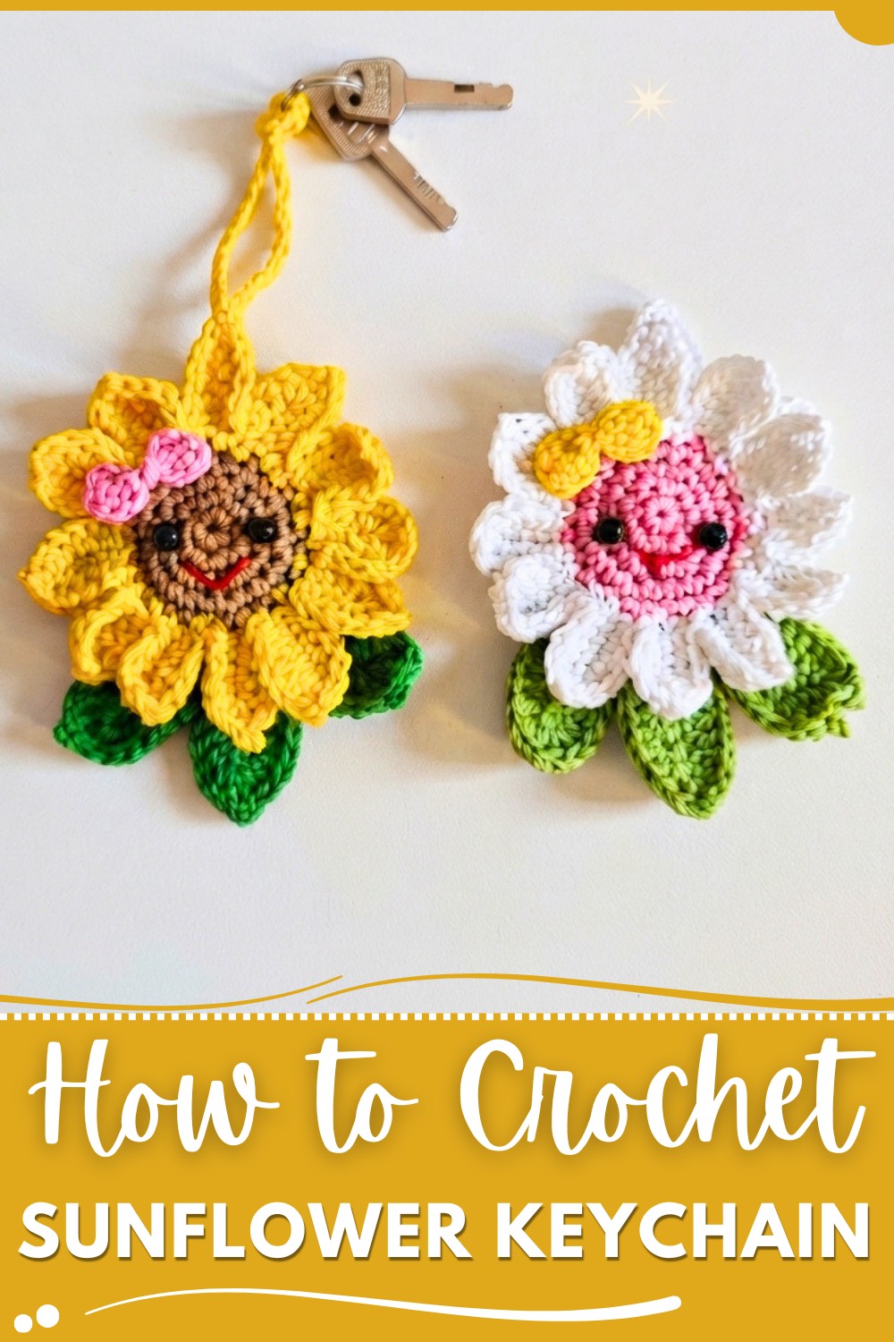 Crochet Sunflower Keychain Pattern