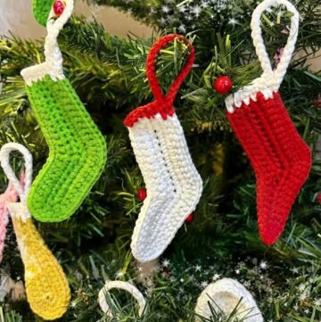 How To Crochet Christmas Stocking Ornament Tutorial 1
