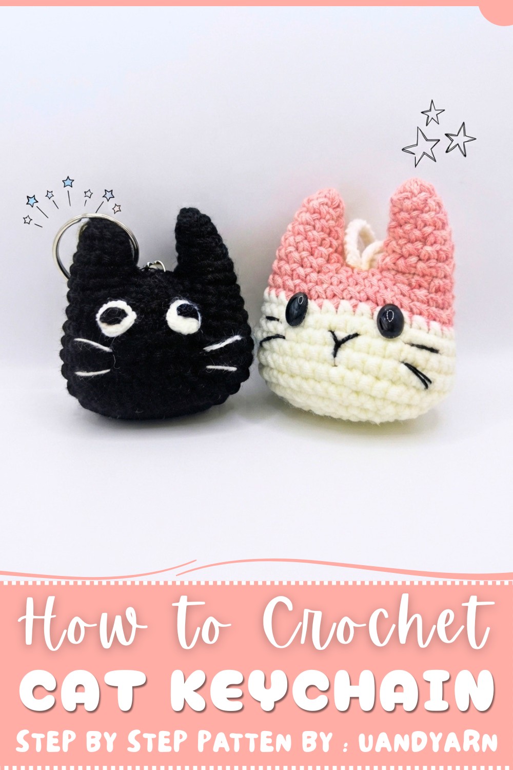 Crochet Cat Keychain Tutorial 🐱 Easy Step-by-Step Keychain for Beginners (1)