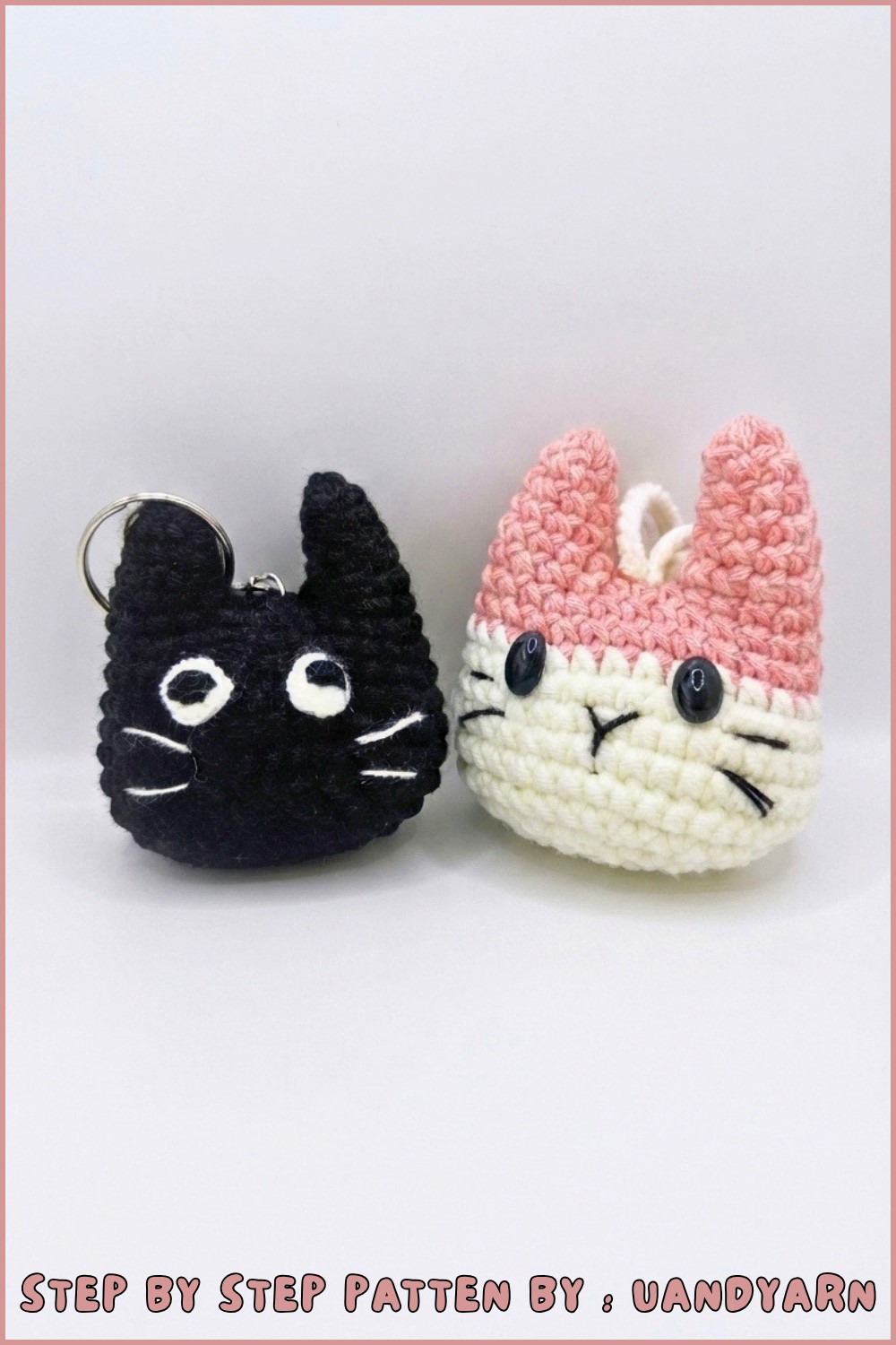 Crochet Cat Keychain Tutorial 🐱 Easy Step-by-Step Keychain for Beginners (8)