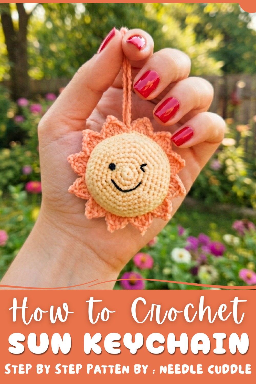 How to crochet SUN Amigurumi Keychain or Bagcharm or Car mirror hanging (1)