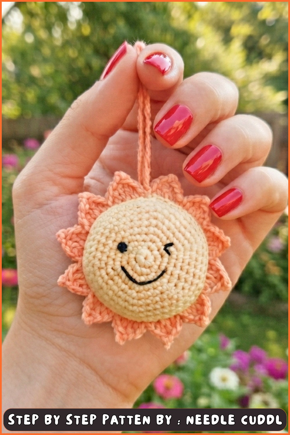 How to crochet SUN Amigurumi Keychain or Bagcharm or Car mirror hanging (7)
