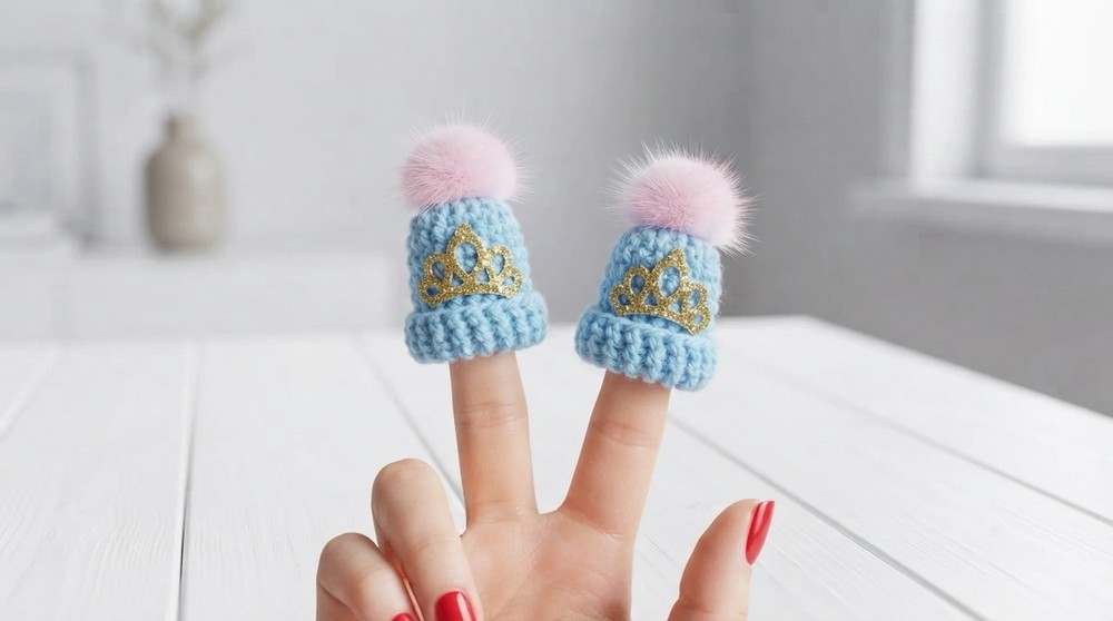 Knitted hats with elastic bands Mini crochet hats 1
