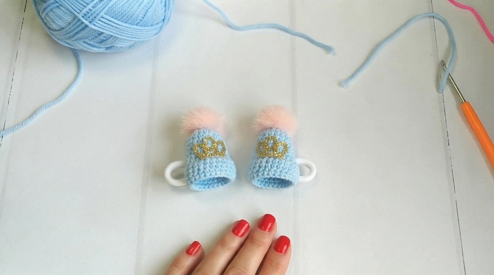 Knitted hats with elastic bands Mini crochet hats 7