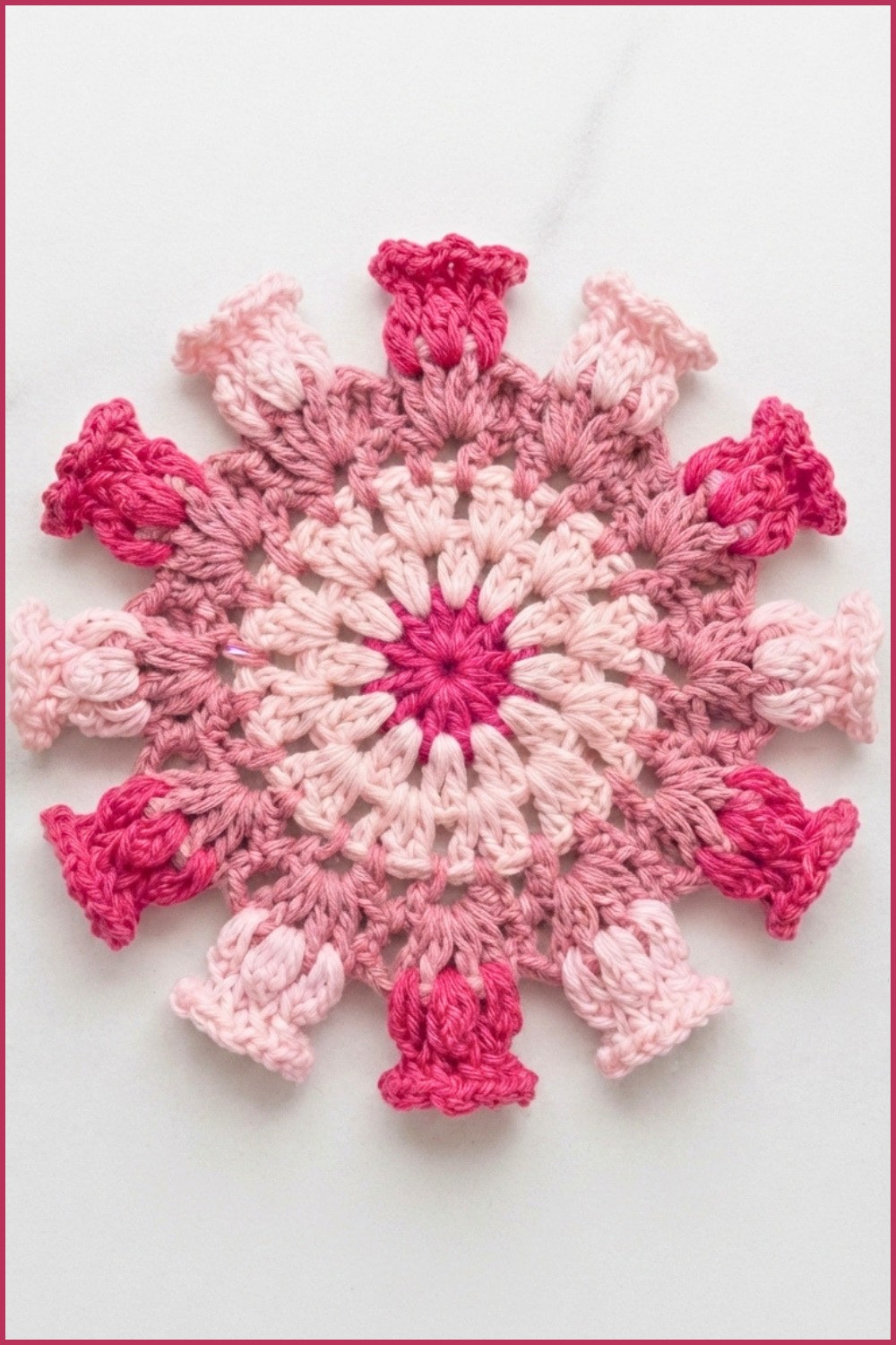 Simple way to crochet bellflower coasters Bobali Handmade crochet (12)
