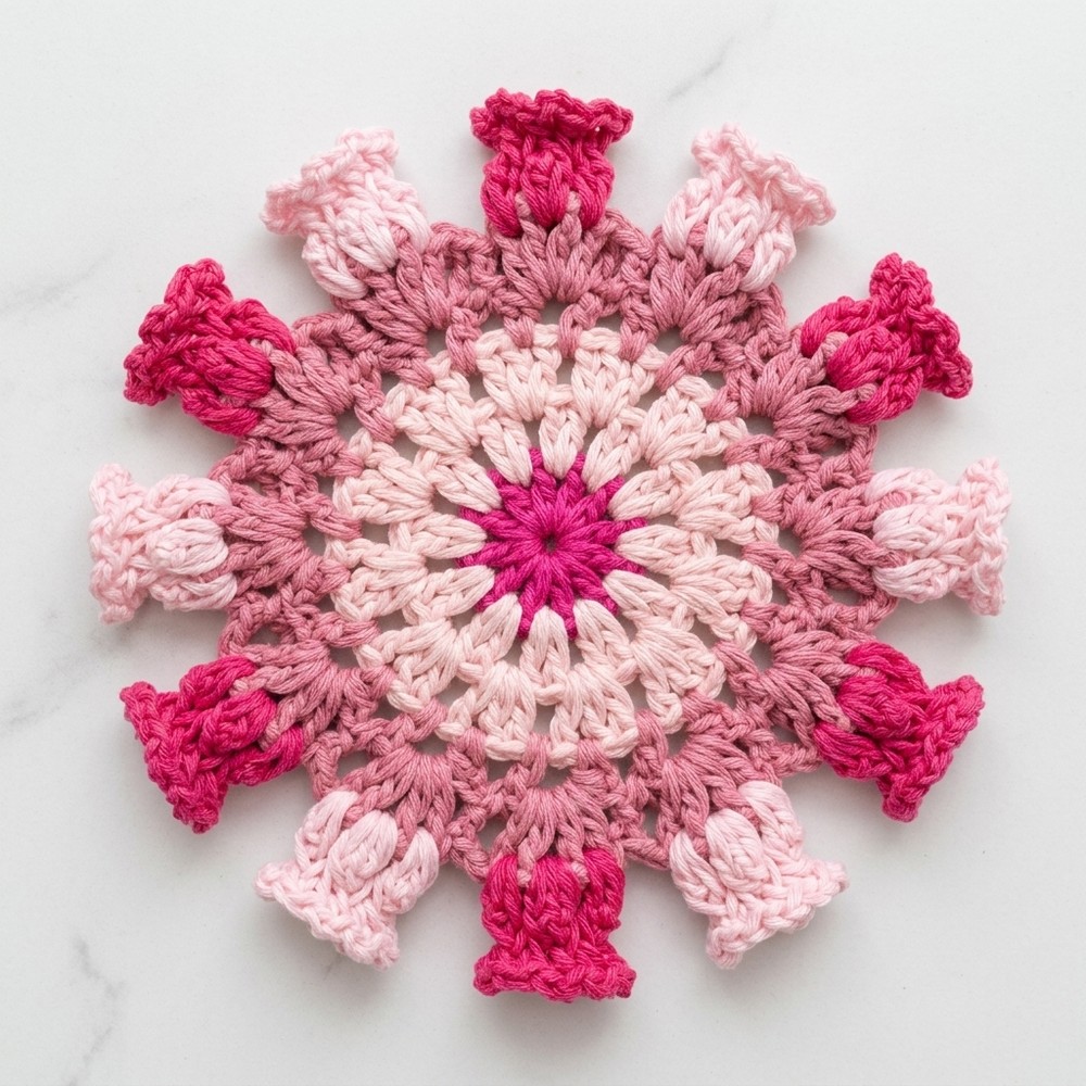 Simple way to crochet bellflower coasters Bobali Handmade crochet (13)