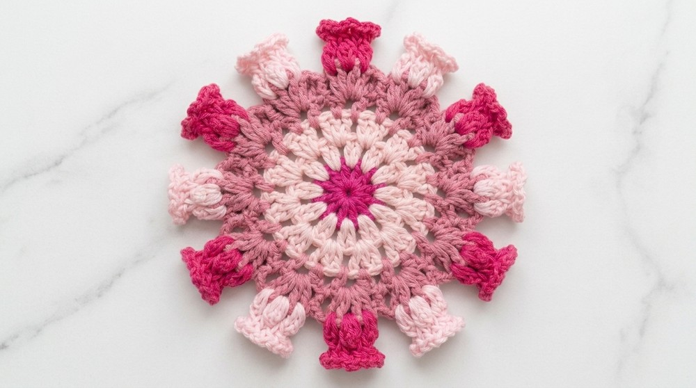 Simple way to crochet bellflower coasters Bobali Handmade crochet (4)