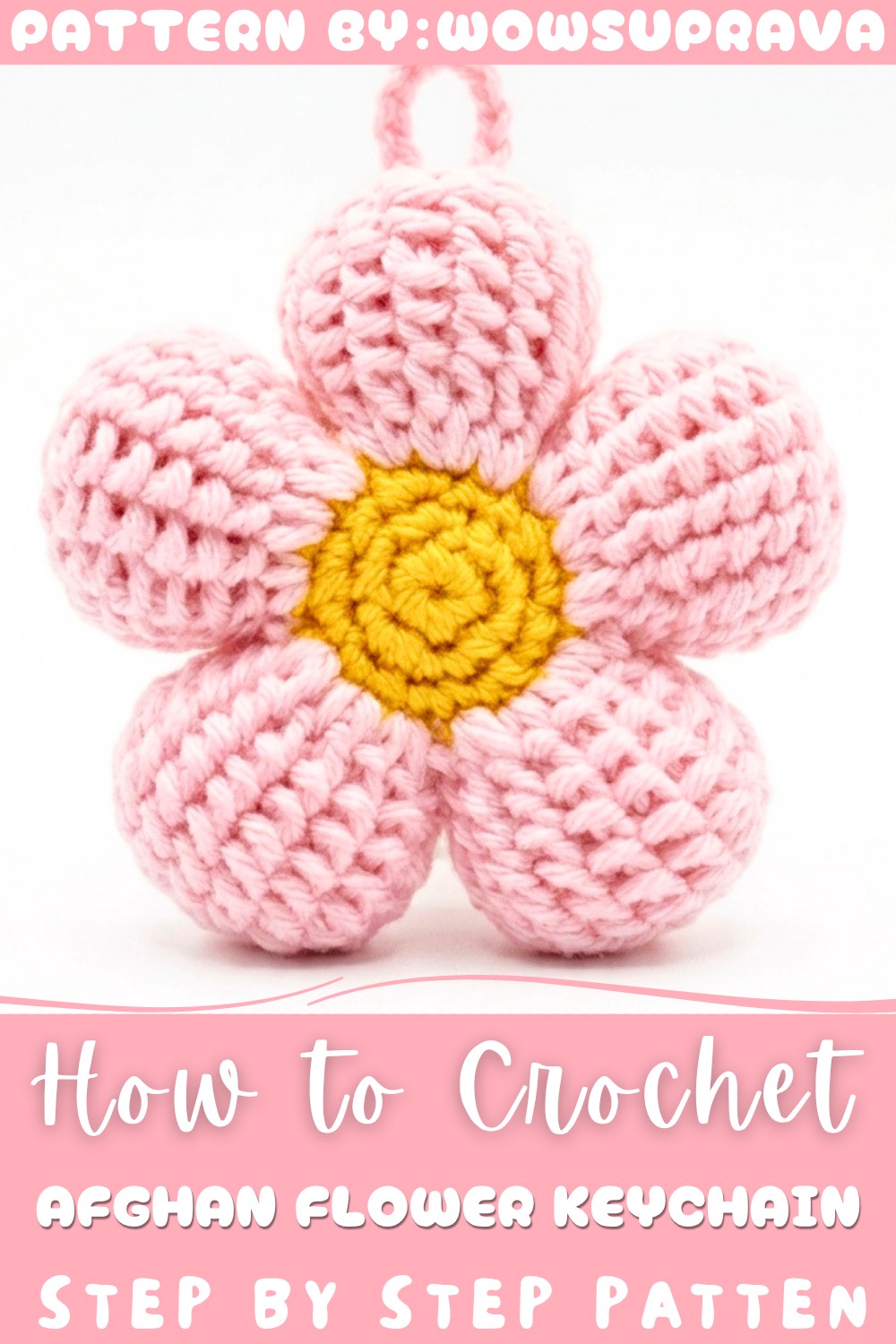Crochet Afghan Flower keychain Pattern