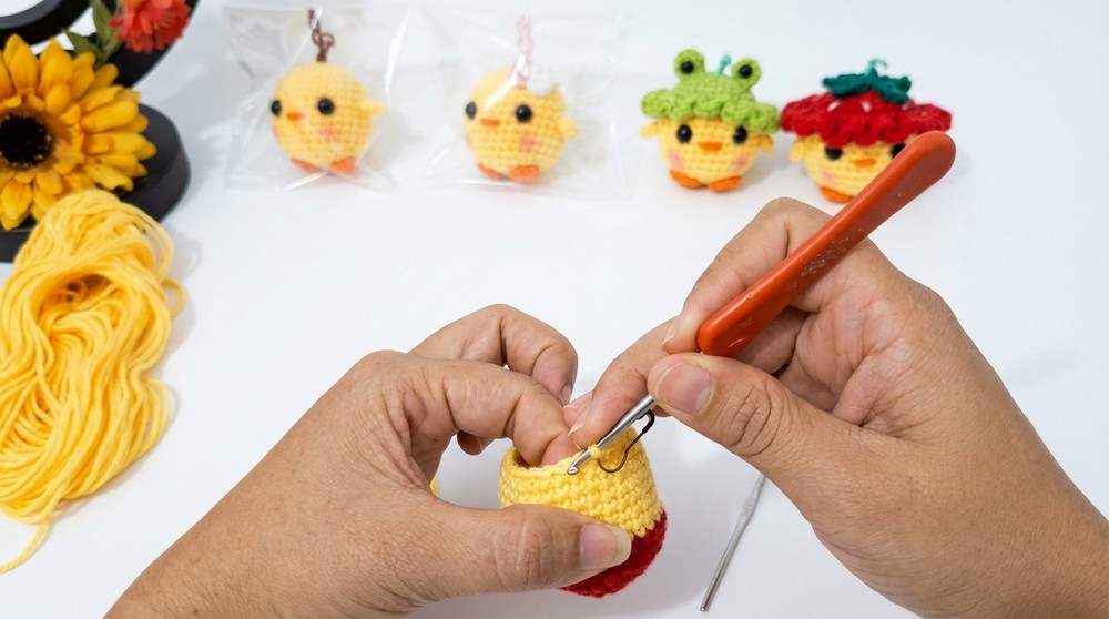 Crochet Chick Keychain Pattern 3