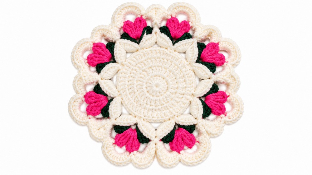 Crochet Flower Coaster Pattern 5