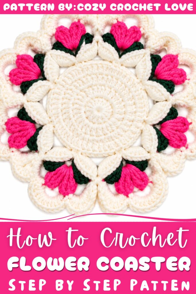 Crochet Flower Coaster Free Pattern for Spring Decor