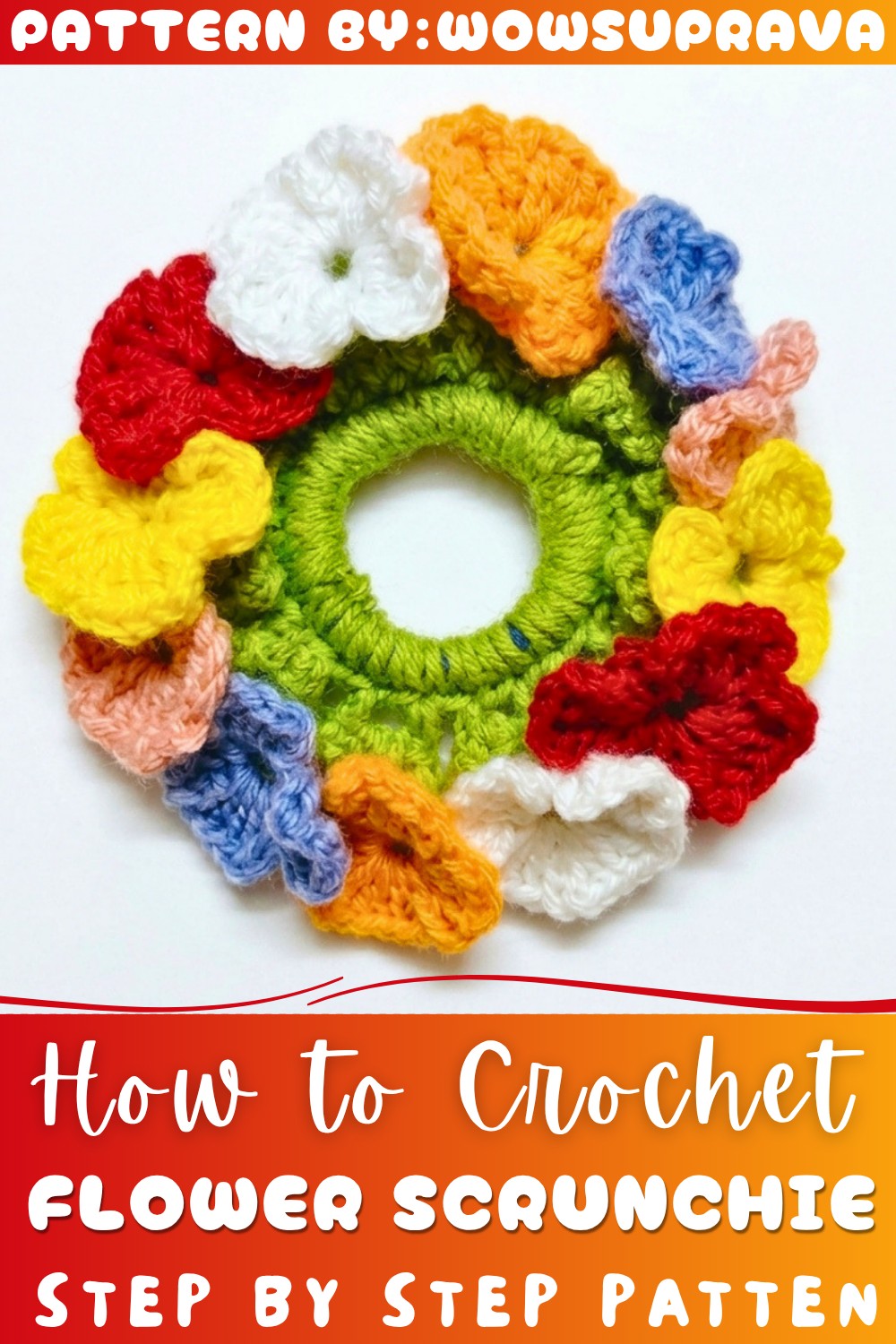 Crochet Flower Scrunchie Pattern