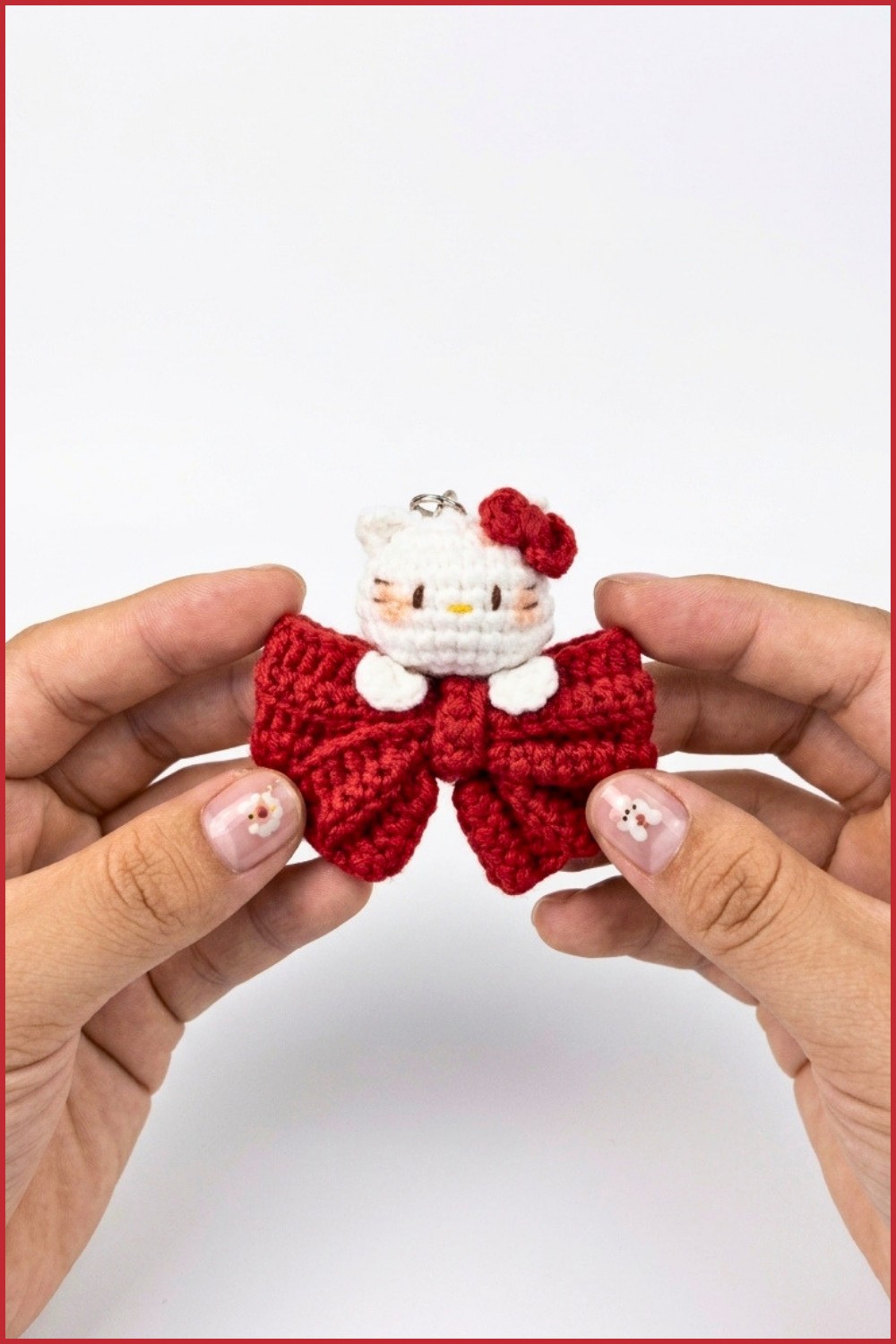 Crochet Hello Kitty Bow Keychain Pattern 6