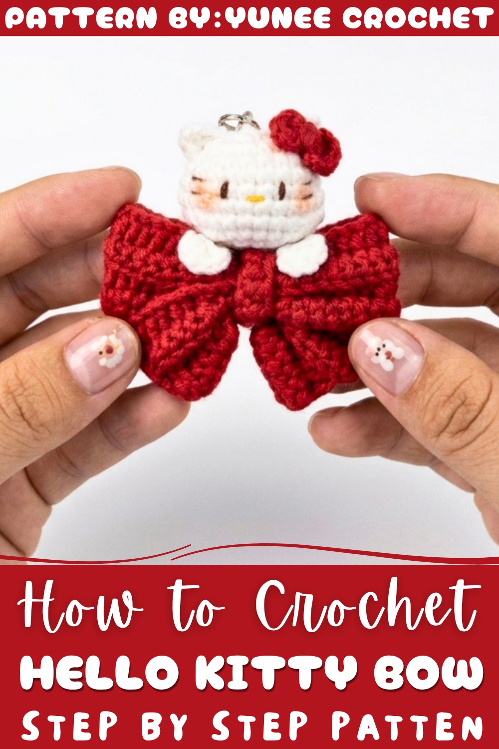 Crochet Hello Kitty Bow Keychain Pattern