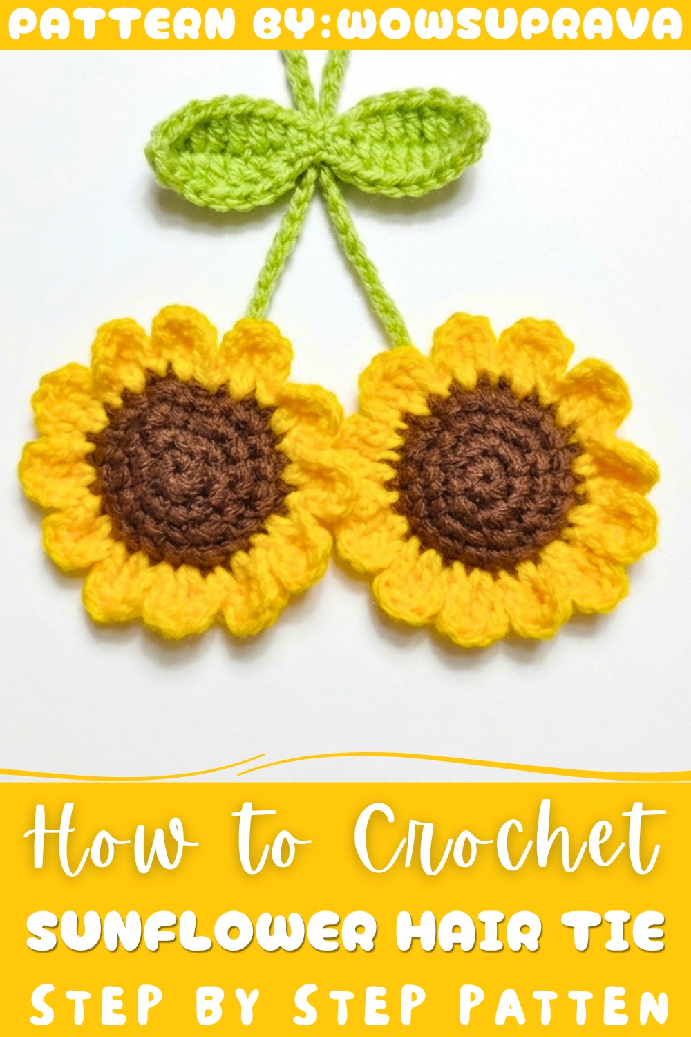 Crochet Sunflower Hair Tie Pattern