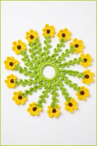 Crochet Sunflower Scrunchie Pattern 6