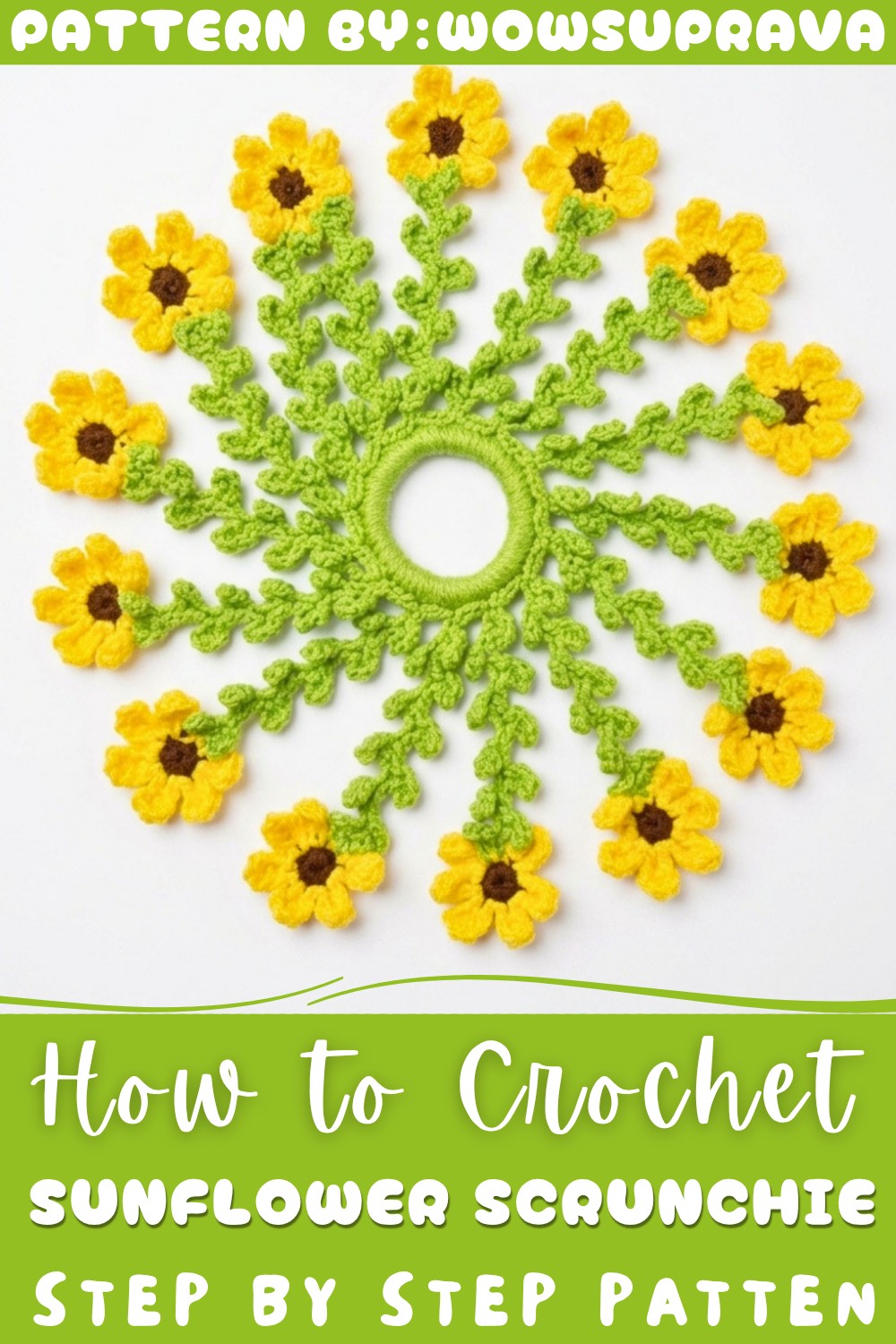 Crochet Sunflower Scrunchie Pattern
