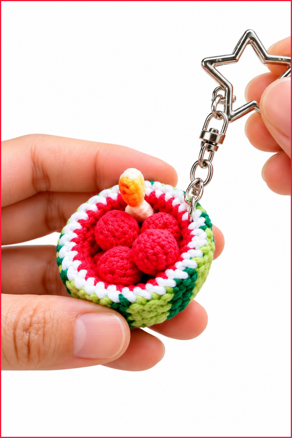 Crochet Watermelon Keychain Pattern 6