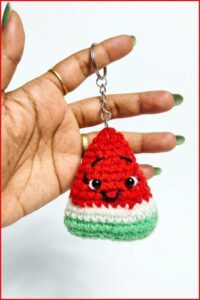 Crochet Watermelon Keychain Pattern 6