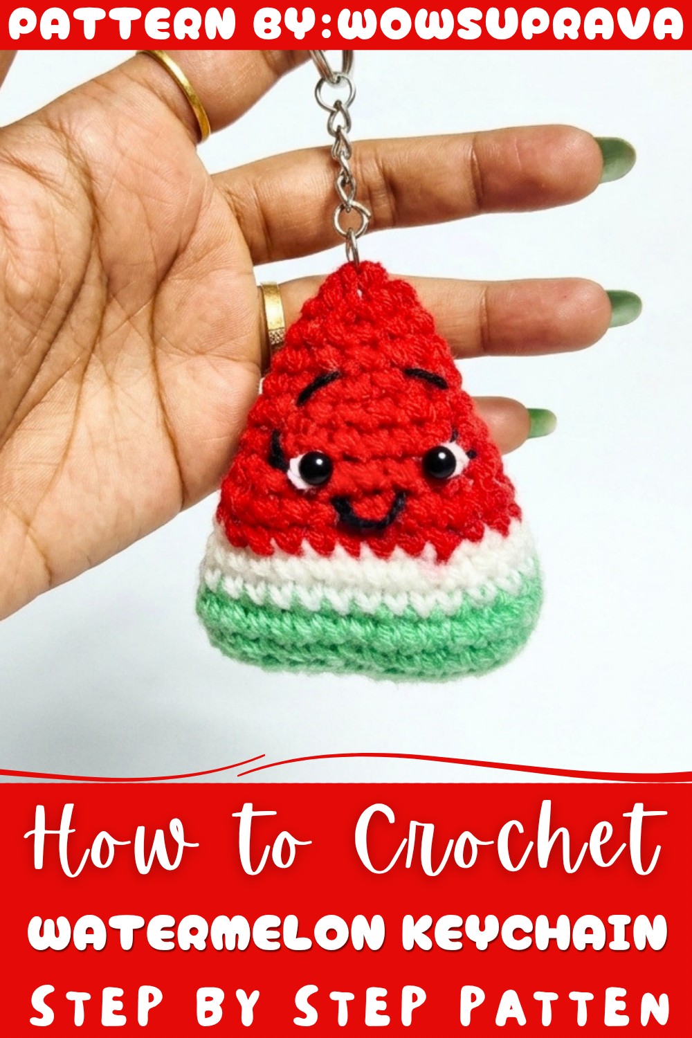Crochet Watermelon Keychain Pattern