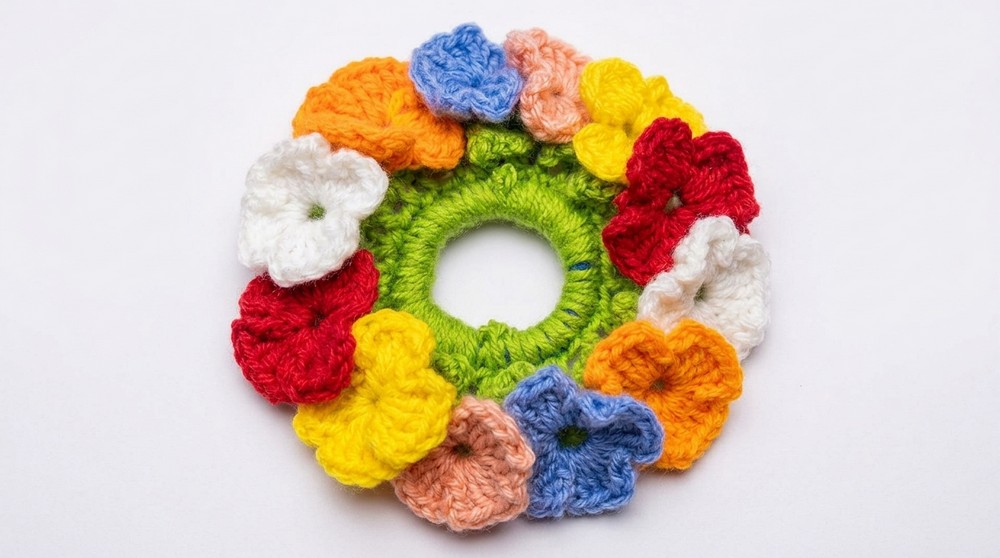 Crochet Flower Scrunchie Pattern 5