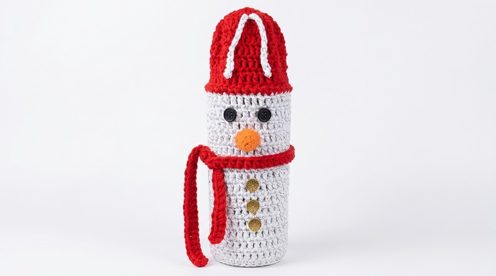 Crochet Snowman Wine Holder Pattern 5