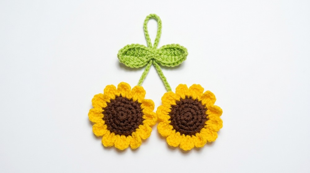 Crochet Sunflower Hair Tie Pattern 5