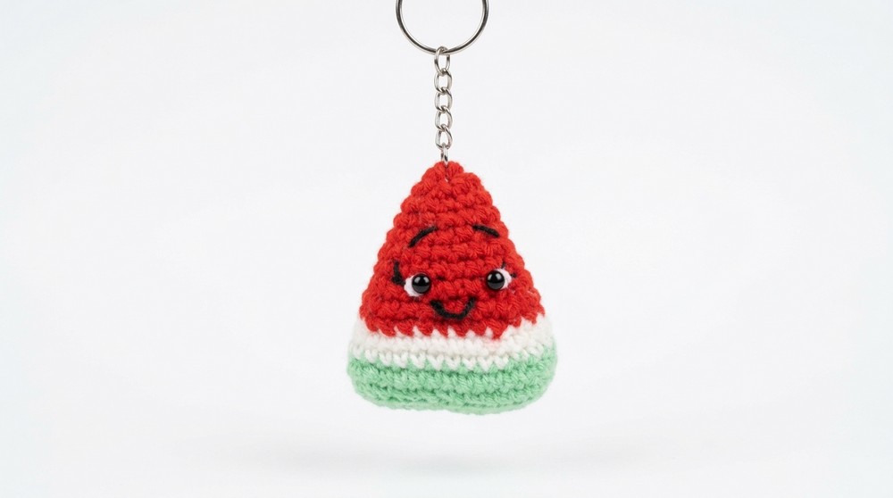 Crochet Watermelon Keychain Pattern 5