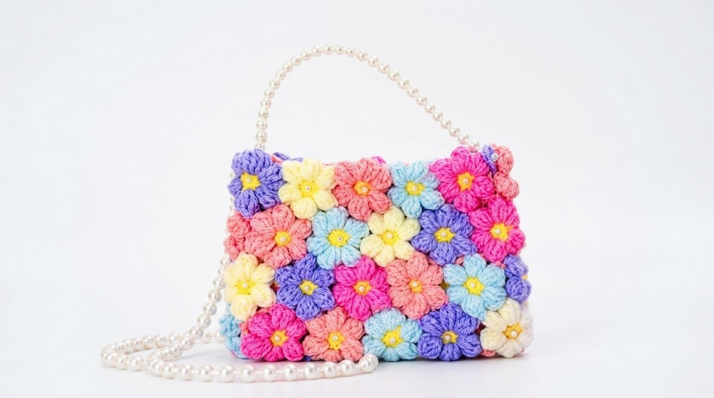 Crochet Puffy Flower Bag Pattern 5