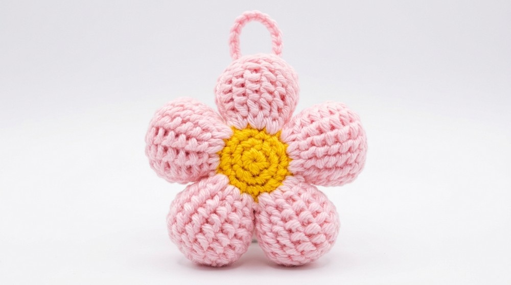Crochet Afghan Flower keychain Pattern 5