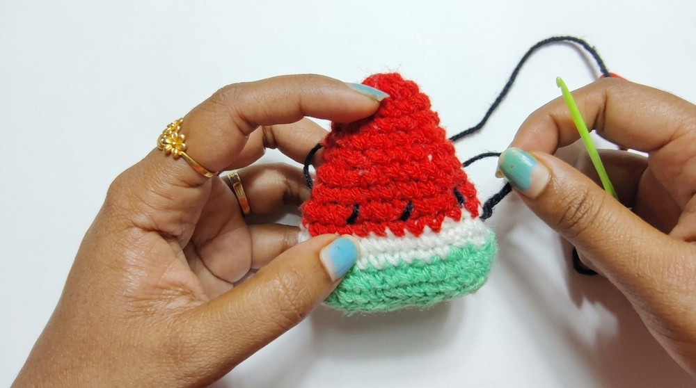 Crochet Watermelon Keychain Pattern 4