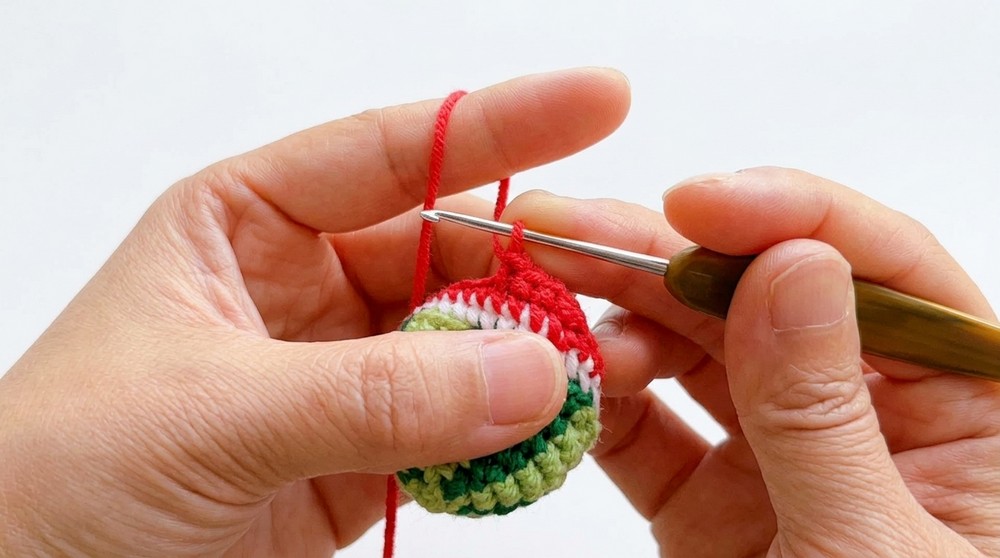 Crochet Watermelon Keychain Pattern 3