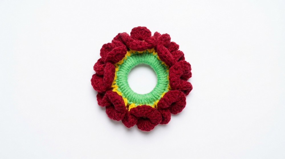 Crochet 3D Flower Scrunchie Pattern 5