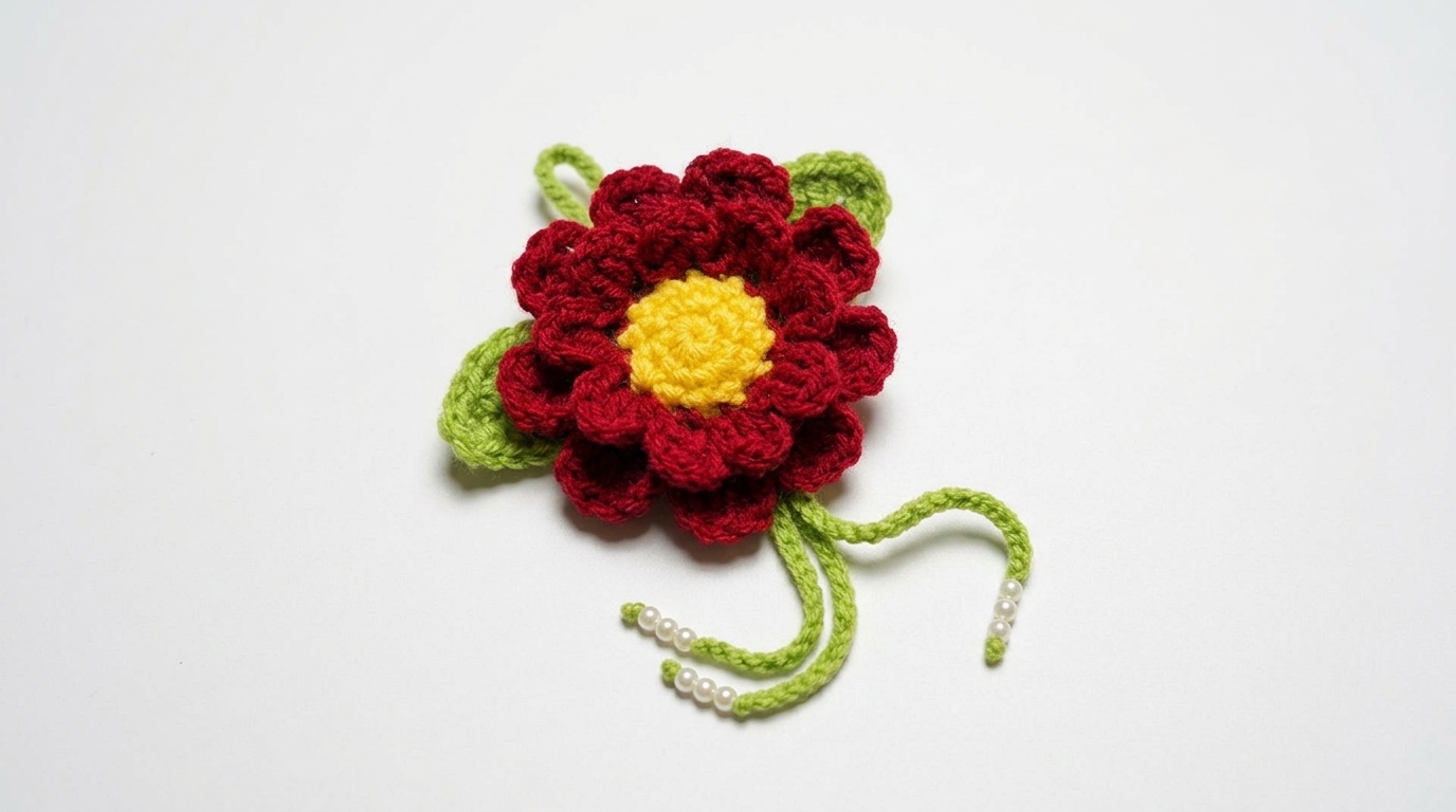 Crochet Daisy Flower Hair Tie Pattern 5