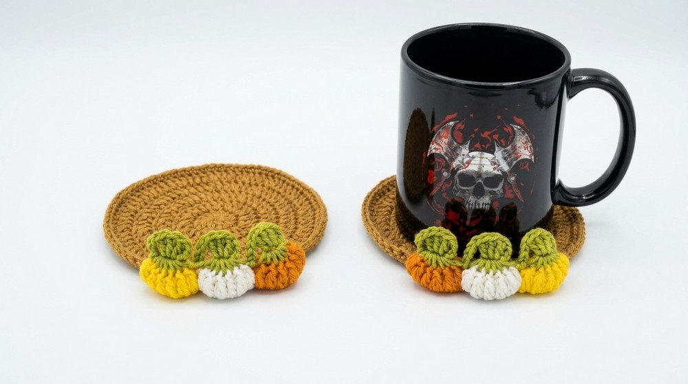 Crochet Pumpkin Coaster Pattern 5