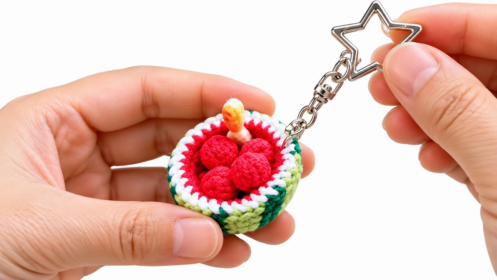 Crochet Watermelon Keychain Pattern 5