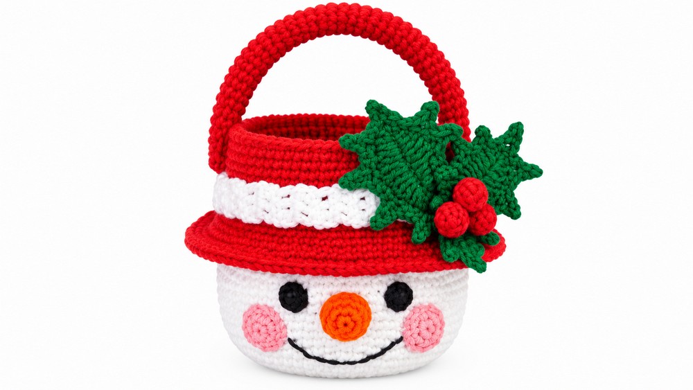 Crochet Basket Snowman Pattern 5