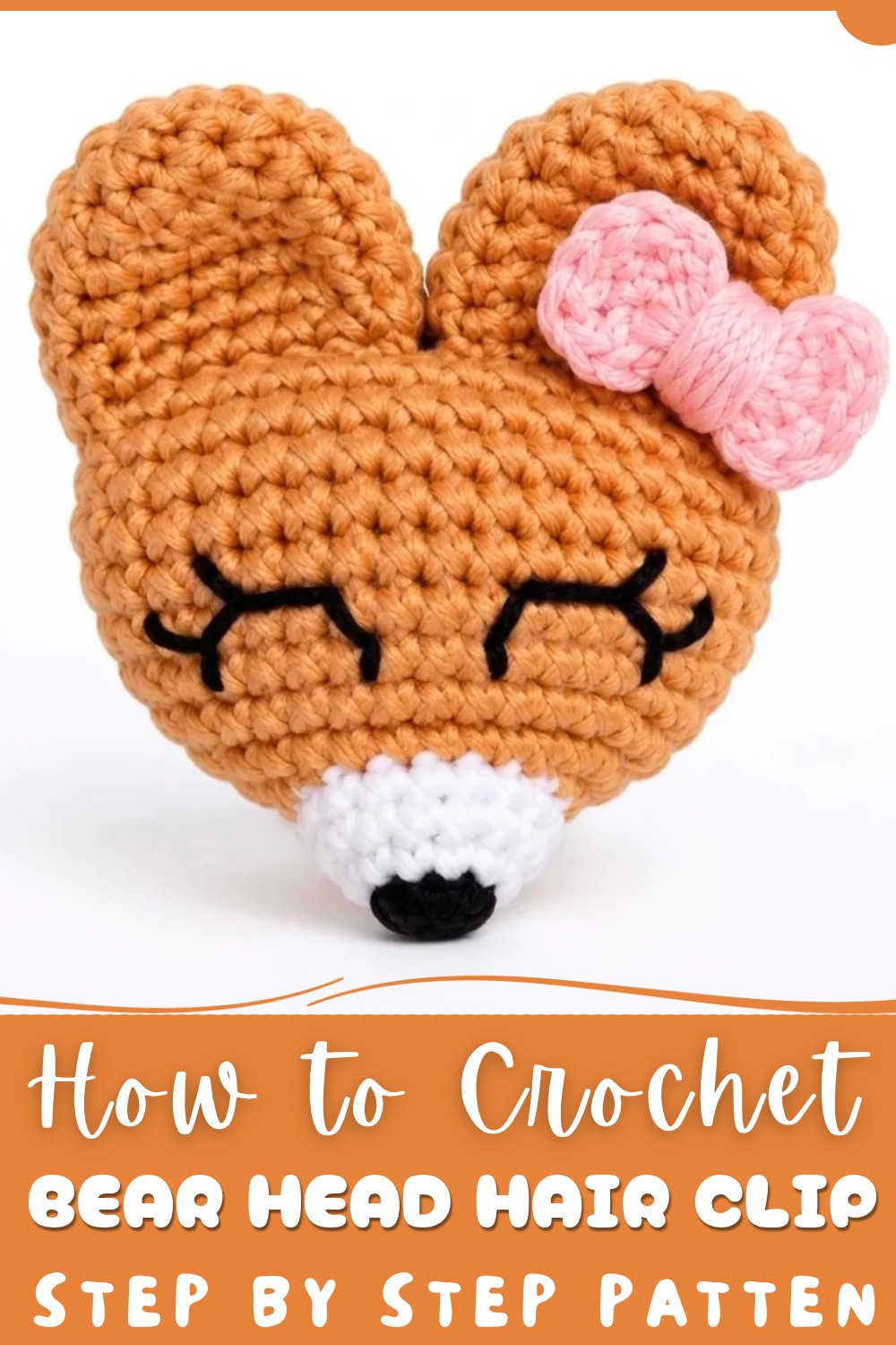 Crochet Bear Head Hair Clip Pattern