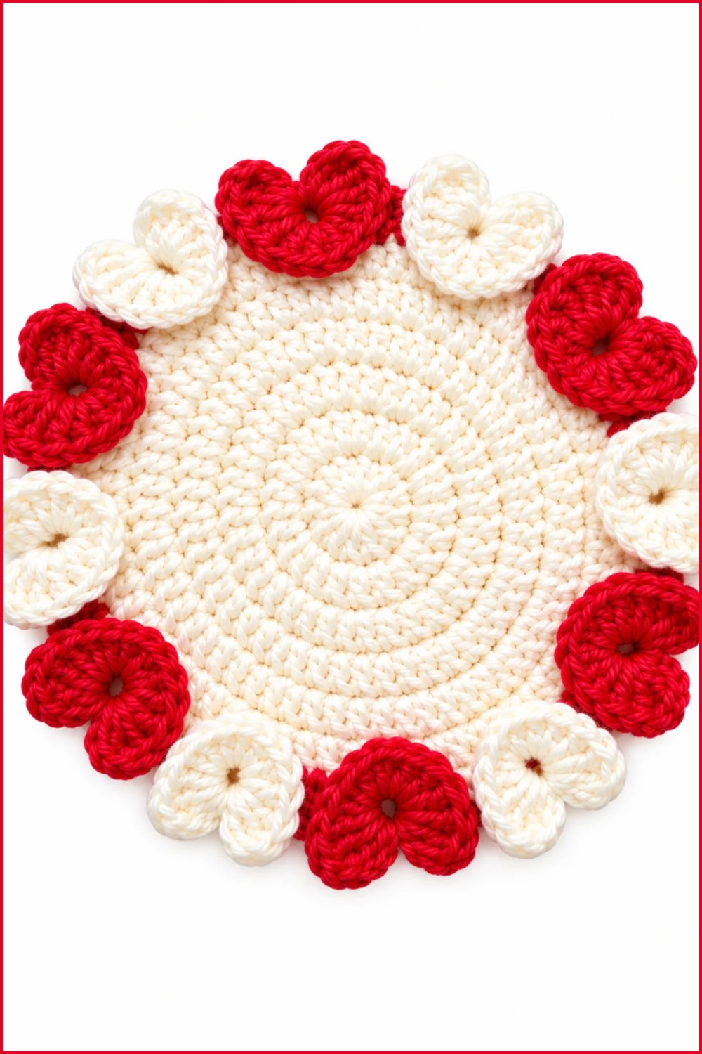 Crochet Heart Coaster Pattern 6