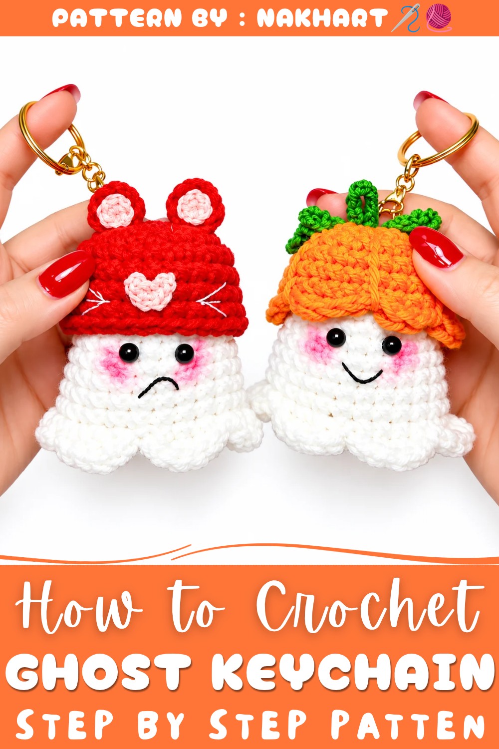 How to Crochet a Halloween Ghost Keychain for Beginners (1)