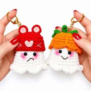How to Crochet a Halloween Ghost Keychain for Beginners (2)
