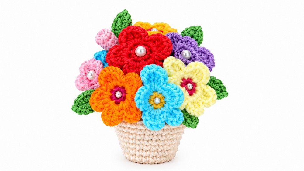 Crochet Bouquet Of Flowers Pattern 5