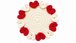 Crochet Heart Coaster Pattern 5
